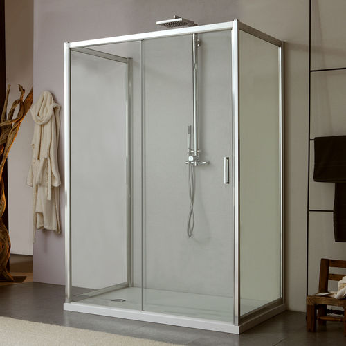 Glas-Duschkabine - MORE LIVE P1S+D10+D10 - Megius SpA - Aluminium / mit Schiebetür / rechteckig