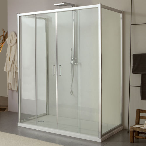 Glas-Duschkabine - MORE LIVE P2S+D10+D10 - Megius SpA - Aluminium / mit Schiebetür / rechteckig