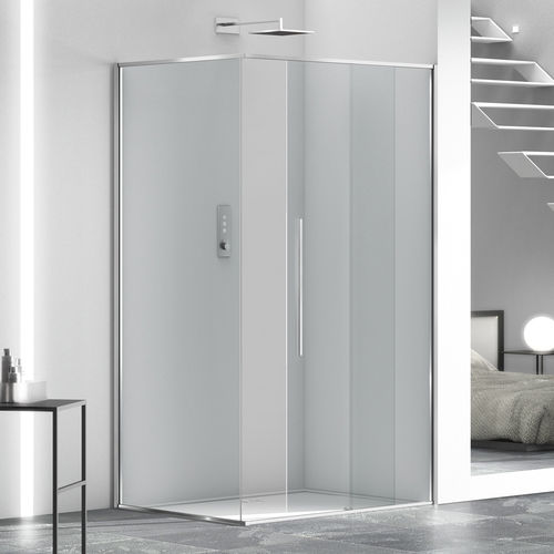 Glas-Duschkabine - ZEN A1S+FS0 - Megius SpA - Aluminium / Edelstahl / mit Schiebetür