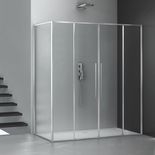 Glas-Duschkabine - ZEN P2S+F00 - Megius SpA - Aluminium / Edelstahl / mit Schiebetür