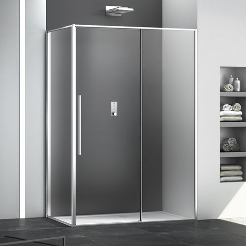 Glas-Duschkabine - ZEN P1S+F00 - Megius SpA - Aluminium / Edelstahl / mit Schiebetür