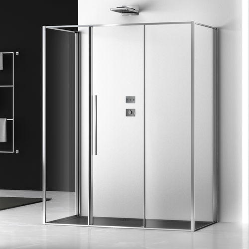 Glas-Duschkabine - ZEN PCS+F00+F00 - Megius SpA - Aluminium / Edelstahl / mit Schiebetür