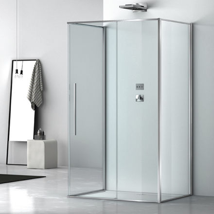 Glas-Duschkabine - ZEN A1S+FS0+F00 - Megius SpA - Aluminium / Edelstahl / mit Schiebetür