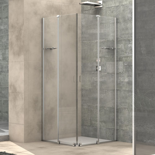 Glas-Duschkabine - ILLUSION A12+A12 - Megius SpA - Aluminium / mit Schiebetür / für Eckeinbau