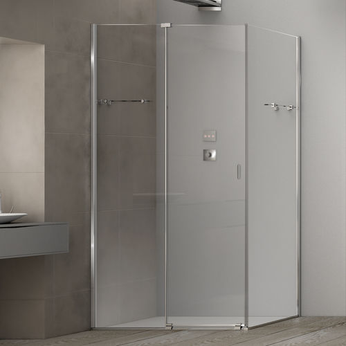 Glas-Duschkabine - ILLUSION A1S+FSM - Megius SpA - Aluminium / Edelstahl / mit Schiebetür