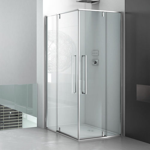 Glas-Duschkabine - ZEN B12+B12 - Megius SpA - Aluminium / mit Pendeltür / für Eckeinbau
