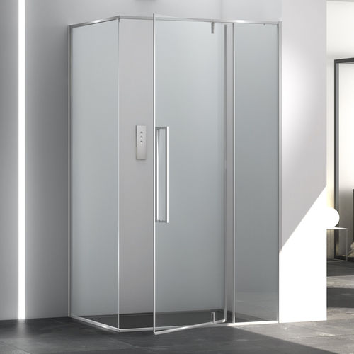 Glas-Duschkabine - ZEN A1B+FB0 - Megius SpA - Aluminium / mit Pendeltür / für Eckeinbau