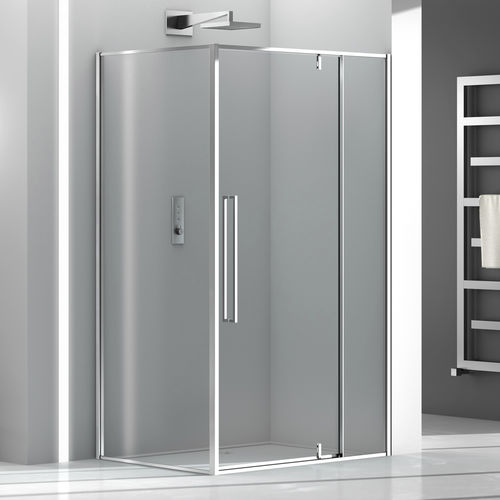 Glas-Duschkabine - ZEN PVF+F00 - Megius SpA - Aluminium / mit Pendeltür / für Eckeinbau