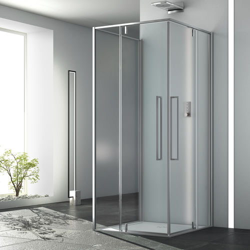 Glas-Duschkabine - ZEN B12+B12+F00 - Megius SpA - Aluminium / mit Pendeltür / quadratisch