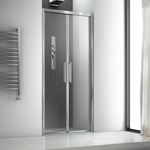 Glas-Duschkabine - LIVE TOP SAL - Megius SpA - Aluminium / mit Pendeltür / für Eckeinbau