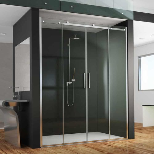 Glas-Duschkabine - VANITY B10+D10 - Megius SpA - Edelstahl / Aluminium / mit Pendeltür