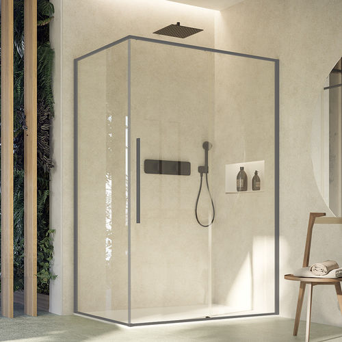Glas-Duschkabine - ZEN PLUS A1S+FS0 - Megius SpA - mit Schiebetür / für Eckeinbau / für Gewerbegebrauch