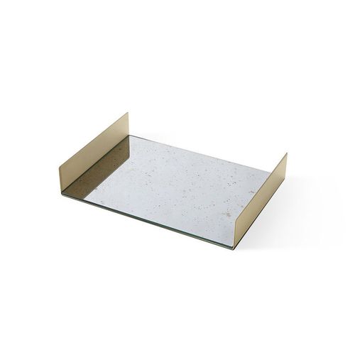 Messing-Serviertablett - FOLDED TRAY - Gallotti&Radice - versilbertes Metall / Glas / für Privatgebrauch