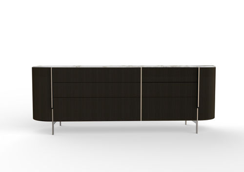 Moderne Kommode - KUMI  - Gallotti&Radice - lackiertes Holz / Esche / Metall