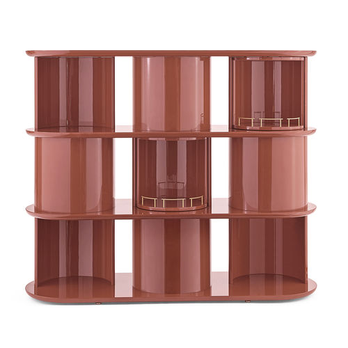 Modernes Regal - HIDE&SEEK - Gallotti&Radice - lackiertes Holz / mit Stauraum / rot