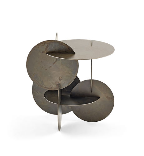 Beistelltisch / originelles Design - MONETE - Gallotti&Radice - poliertes Metall / Gestell aus Metall / für Privatgebrauch
