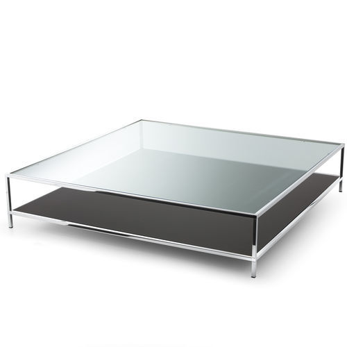 Moderner Couchtisch - FARADAY - Gallotti&Radice - Hartglas / Gestell aus rostfreiem Edelstahl / rechteckig