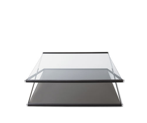 Moderner Couchtisch - NOX - Gallotti&Radice - Hartglas / Gestell aus rostfreiem Edelstahl / Gestell aus lackiertem Metall