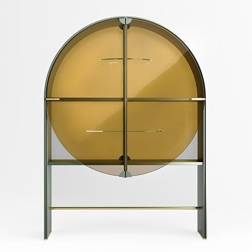 Moderne Vitrine - SODA - Gallotti&Radice - mit hohen Beinen / Glas / Holz