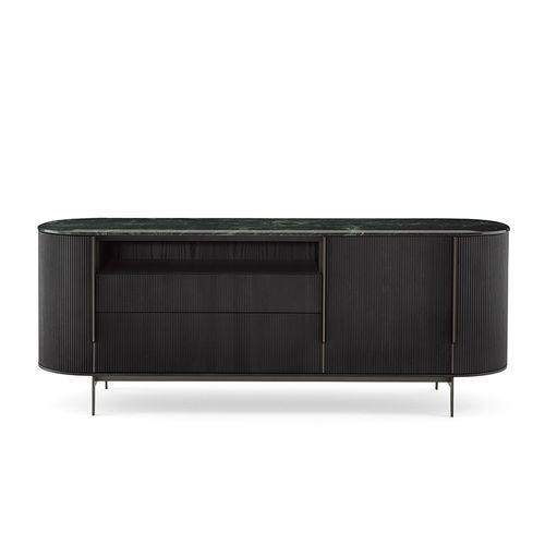 Modernes Sideboard - Kumi - Gallotti&Radice - gebeiztes Holz / Marmor / mit Schubladen