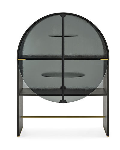 Moderne Vitrine - Soda - Gallotti&Radice - Vorderseite aus Hartglas / lackiertes Holz / Esche