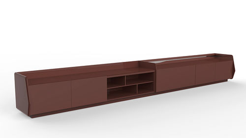 Modernes Sideboard - Gastone Low - Gallotti&Radice - hochglanzlackiertes Holz / Marmor / mit Regal