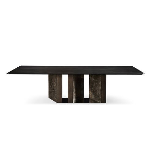 Moderner Tisch - Platium W - Gallotti&Radice - Esche / Gestell aus rostfreiem Edelstahl / Gestell aus Holz
