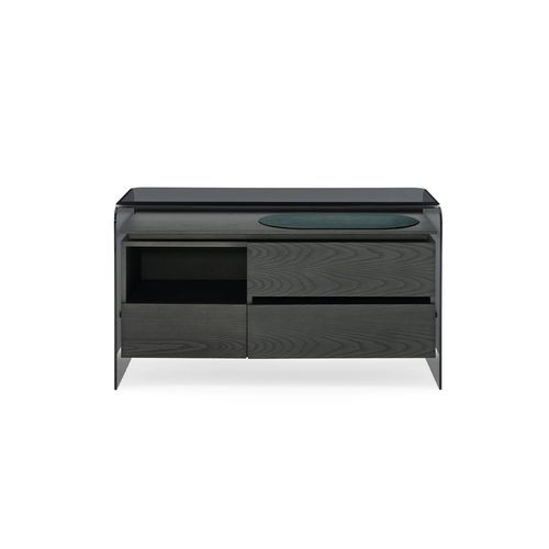 Moderne Kommode - HOLLY COM&Ograve; - Gallotti&Radice - Esche / gebeiztes Holz / Rauchglas