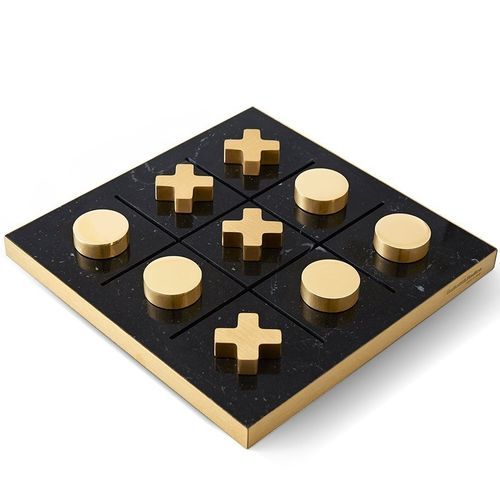 Moderner Spieltisch für Kinder - Tip Tap Toe - Gallotti&Radice - für Privatgebrauch / gebürstetes Messing / Marmor