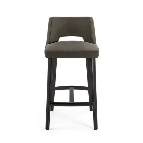 Moderner Barhocker - THEA - Gallotti&Radice - Leder / Stoff / Gestell aus Eiche