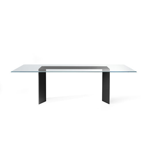 Moderner Besprechungstisch - DOLM - Gallotti&Radice - Glas / Gestell aus Holz / Gestell aus Hartglas
