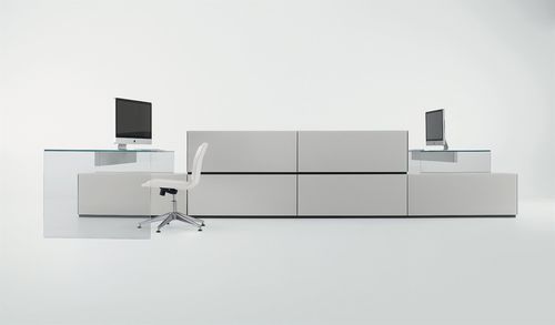 Bodenstehender Schreibtisch - AIR 1 UP - Gallotti&Radice - für 2 Personen / modern / Glas