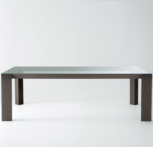 Moderner Tisch - KOY - Gallotti&Radice - Hartglas / Gestell aus Aluminium / Gestell aus Eiche