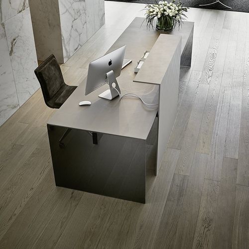 Empfangstheke / lackiertes Metall - AIR DESK MODESTY - Gallotti&Radice - Glas