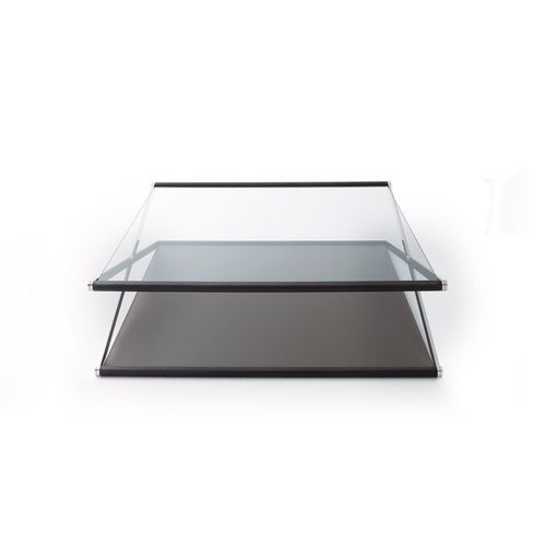 Moderner Couchtisch - NOX - Gallotti&Radice - Hartglas / Gestell aus rostfreiem Edelstahl / Gestell aus Eiche