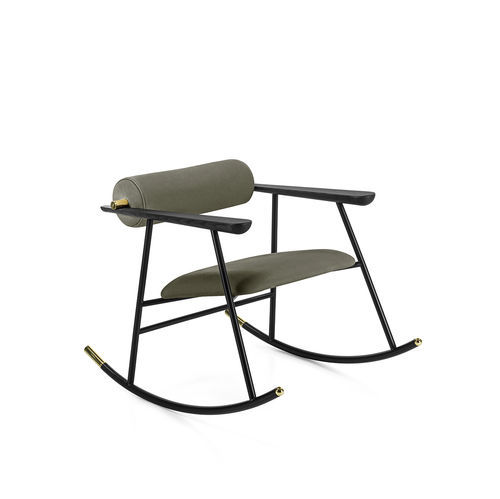 Moderner Sessel - Loulou Rock - Gallotti&Radice - Leder / Stoff / poliertes Messing