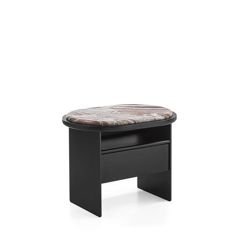 Moderner Nachttisch - SENSEI NIGHT - Gallotti&Radice - lackiertes Holz / Esche / Leder