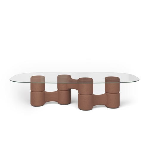 Moderner Tisch - Molecola - Gallotti&Radice - Hartglas / Gestell aus Holz / rechteckig