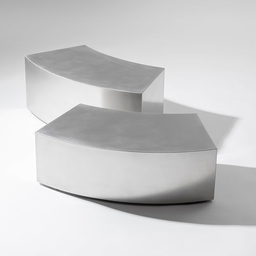 Moderner Couchtisch - ARCH - Gallotti&Radice - polierter Edelstahl / Gestell aus Aluminium / mit unsichtbaren Rollen