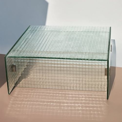 Moderner Couchtisch - OMMI - Gallotti&Radice - polierter Edelstahl / Glas / Gestell aus poliertem Edelstahl