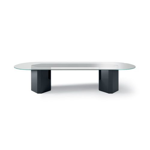 Moderner Besprechungstisch - AKIM SYSTEM - Gallotti&Radice - Glas / Gestell aus Holz / Gestell aus Hartglas