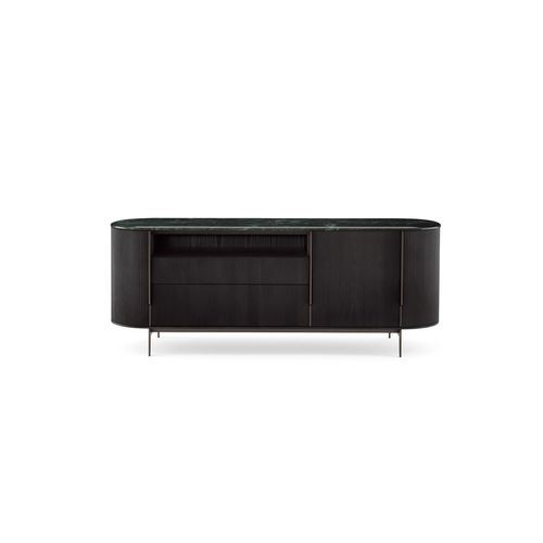 Hohes Sideboard - KUMI - Gallotti&Radice - modern / lackiertes Metall / gebeiztes Holz
