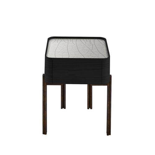 Moderner Nachttisch - TWELVE C - Gallotti&Radice - Esche / Gestell aus Messing / rechteckig