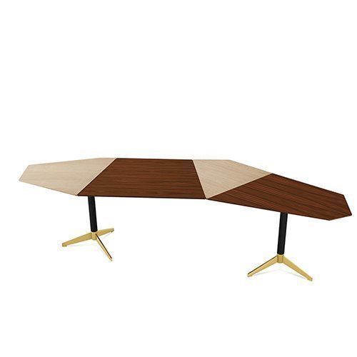 Bodenstehender Schreibtisch - ZEN - Gallotti&Radice - modern / poliertes Messing / anodisiertes Aluminium