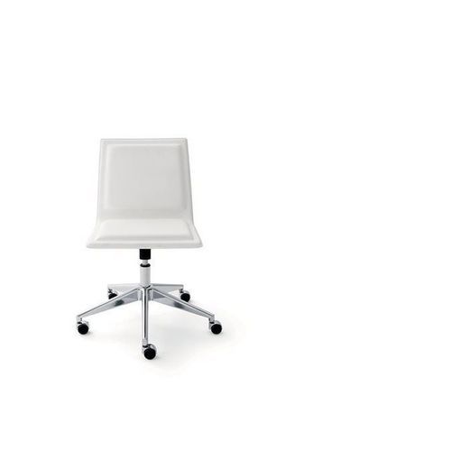 Aluminium-Arbeitsstuhl - OFX 09 - Gallotti&Radice - Chrom / Leder / Holz