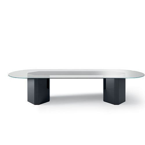 Moderner Tisch - AKIM - Gallotti&Radice - Glas / Gestell aus Holz / Gestell aus Hartglas