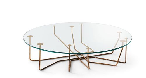 Couchtisch / originelles Design - CONNECTION - Gallotti&Radice - Glas / Hartglas / Messing