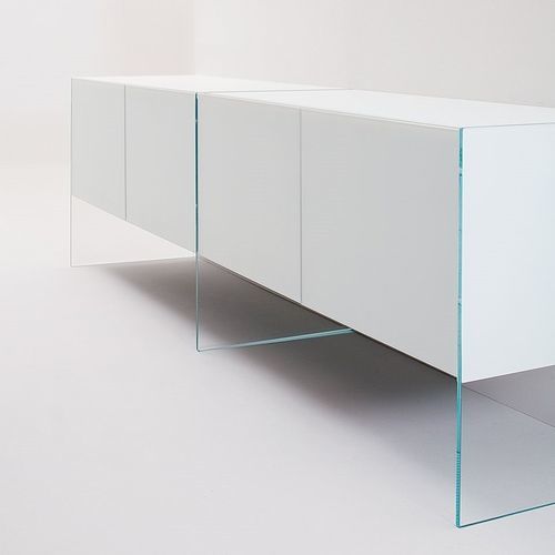 Modernes Sideboard - AIR - Gallotti&Radice - Glas / Vorderseite aus Hartglas / melaminbeschichtet