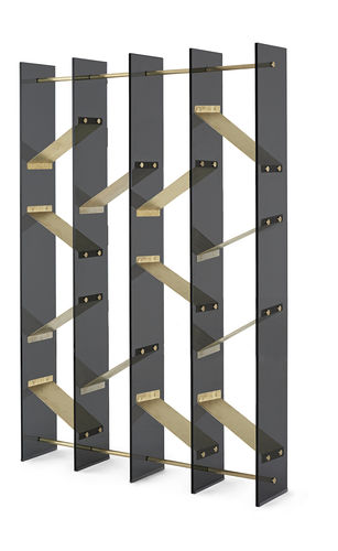 Modernes Bücherregal - ISOLA - Gallotti&Radice - für Büro / Messing / Glas