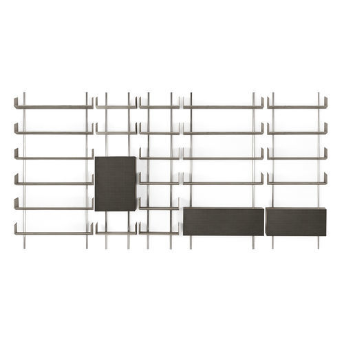 Wandmontiertes Regalsystem - BRERA - Gallotti&Radice - modern / Holz / Vorderseite aus Hartglas